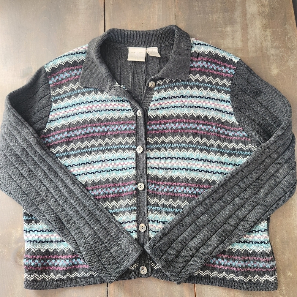 Liz Claiborne Button-Up Knit Vintage Sweater – Size Medium